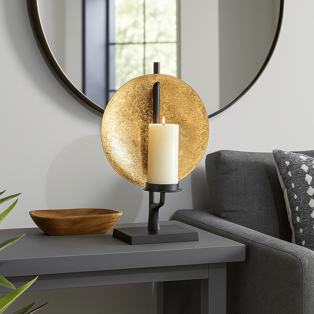 Chayra Candle Holder - Black & Gold