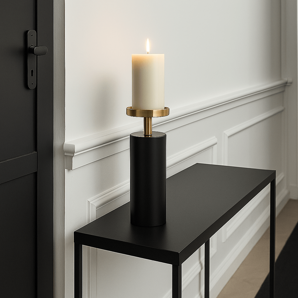 Avendris Small Black & Gold Candle Holder – Elegant Accent Piece
